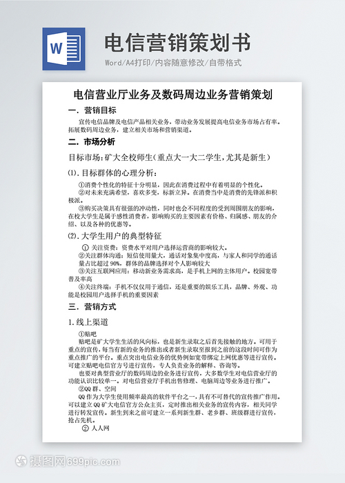 電信營銷策劃書 業(yè)務活動方案模板